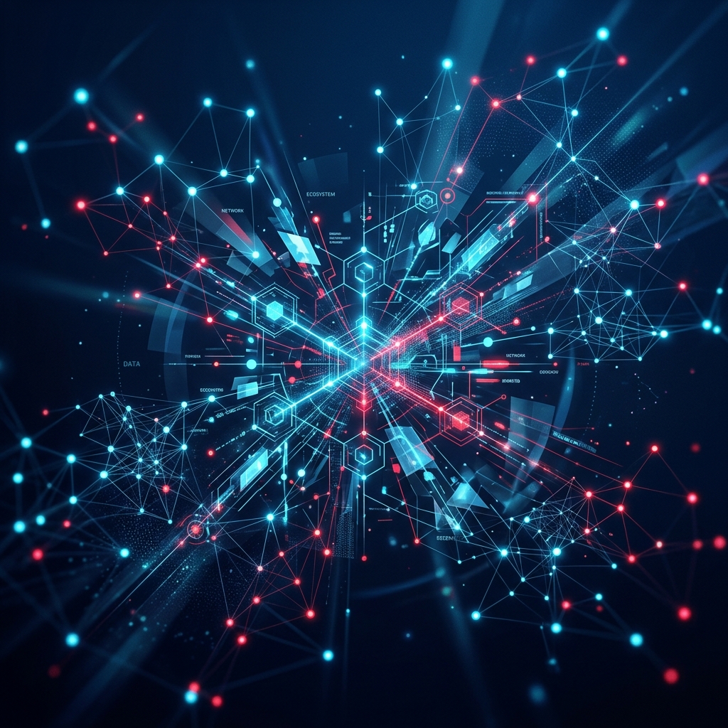 Abstract network representing connected technology services